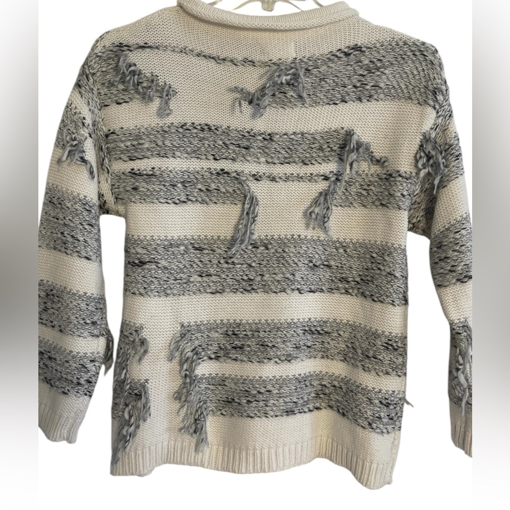 Lou & Grey Alpaca Blend Distressed Fringe Textured Knit Mock Neck Sweater XS - Picture 2 of 9